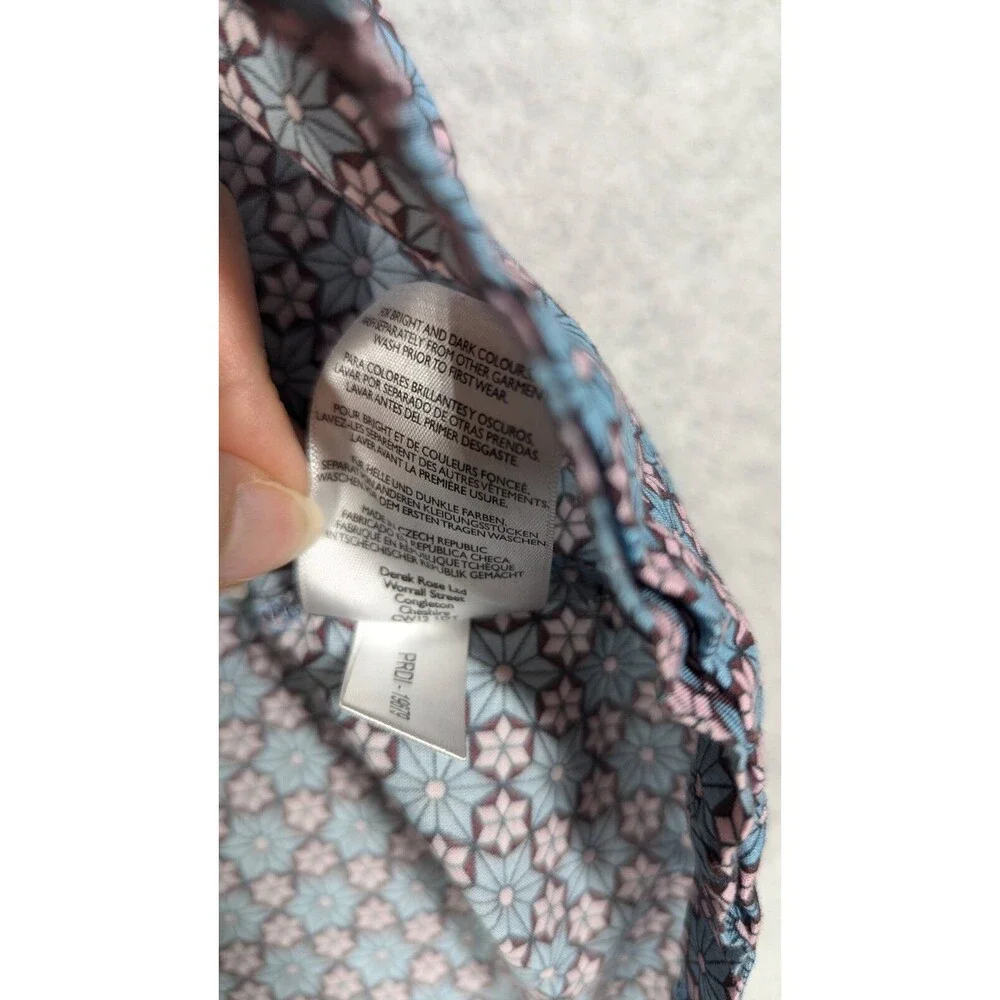 DEREK ROSE‎ Pajama Top Women Medium Floral Print Button Front Long Sleeve PJ